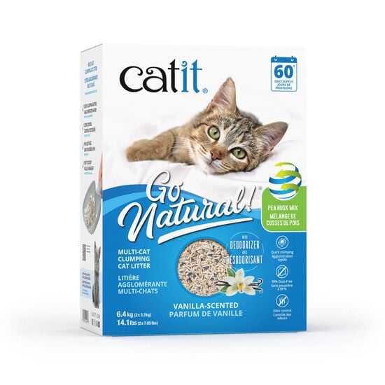 Catit Go Natural! Pea Husk Mix Multi-Cat Clumping Litter, Vanilla, 6.4 kg