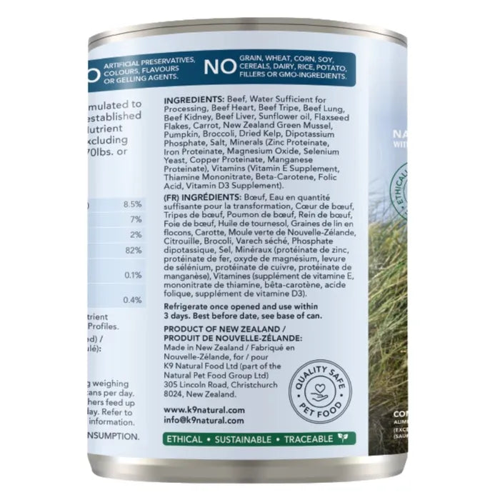 K9 Natural Canned Dog Food - Beef Feast 13 oz