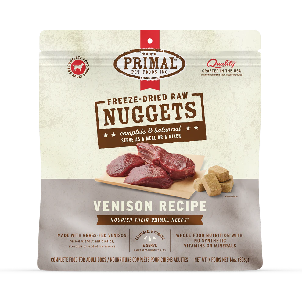 Prima Freeze-Dried Raw Nuggets Venison Recipe Dog Food 14oz
