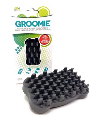 FoufouBRANDS FFD Pet Groomies Multi-Purpose Silicone Brush Bone Charcoal