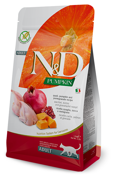 Farmina Natural & Delicious Pumpkin Feline Adult Cat Food Formula - Quail and Pomegranate 1.5 kg / 3.3 lb