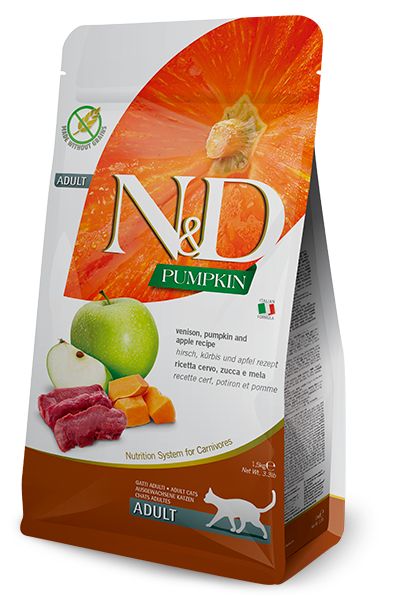 Farmina Natural & Delicious Pumpkin Feline Adult Cat Food Formula - Venison and Apples 5 kg / 11 lb