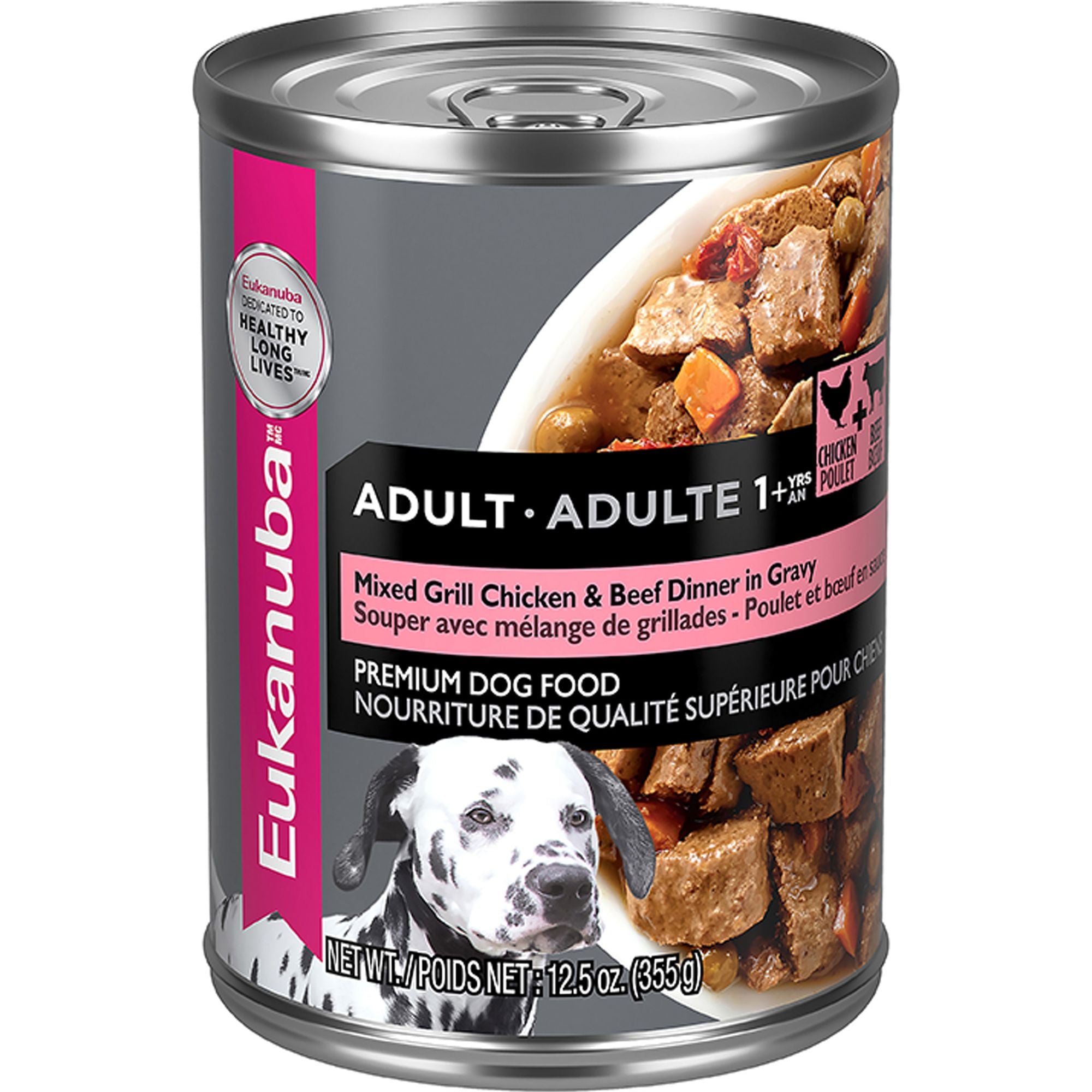 Eukanuba ADULT MIXED GRILL CHICKEN & BEEF DINNER IN GRAVY CANNED DOG FOOD 354g