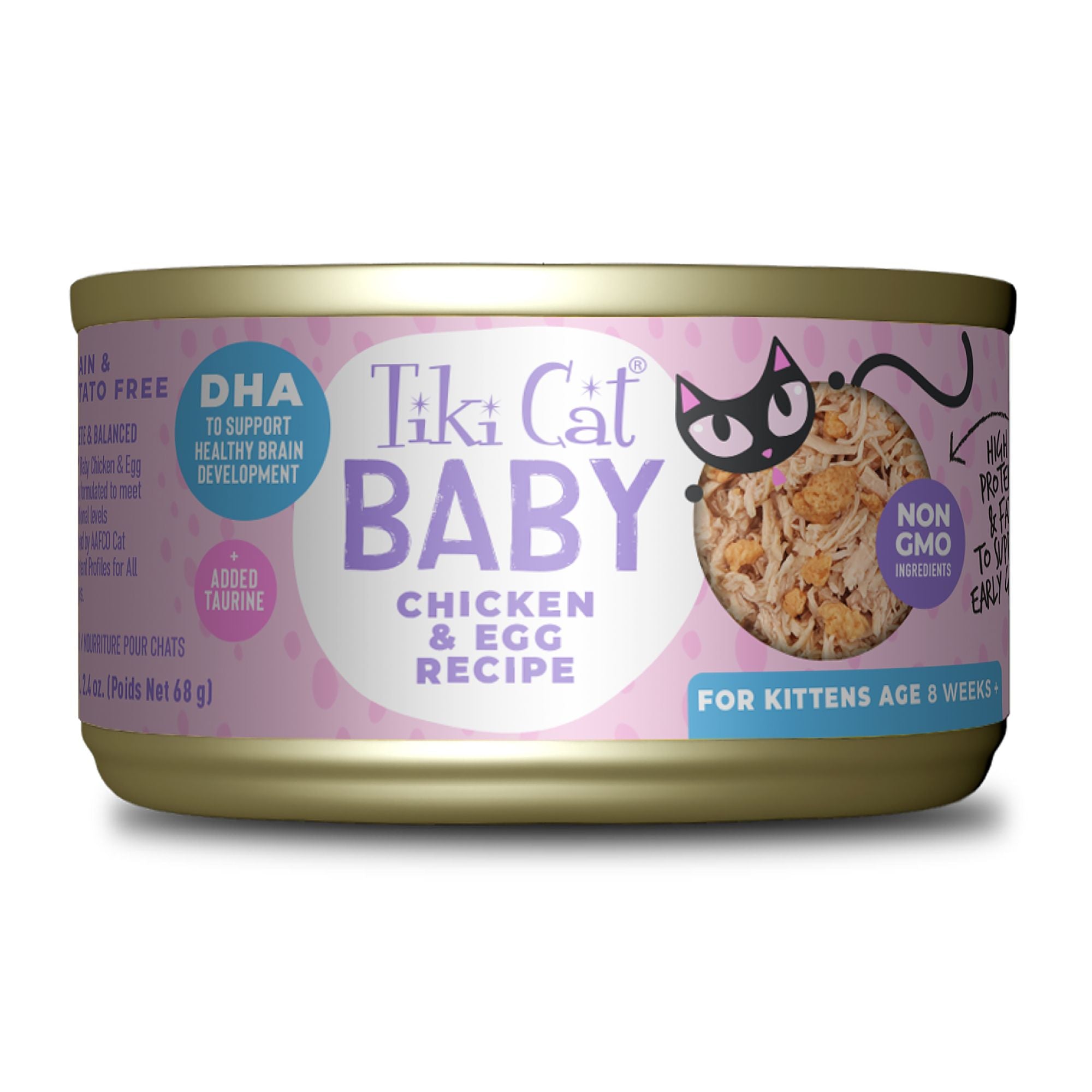 Tiki Cat Baby Chicken & Egg Recipe Wet Food for Kittens Age 8 Weeks and Over 2.4 oz