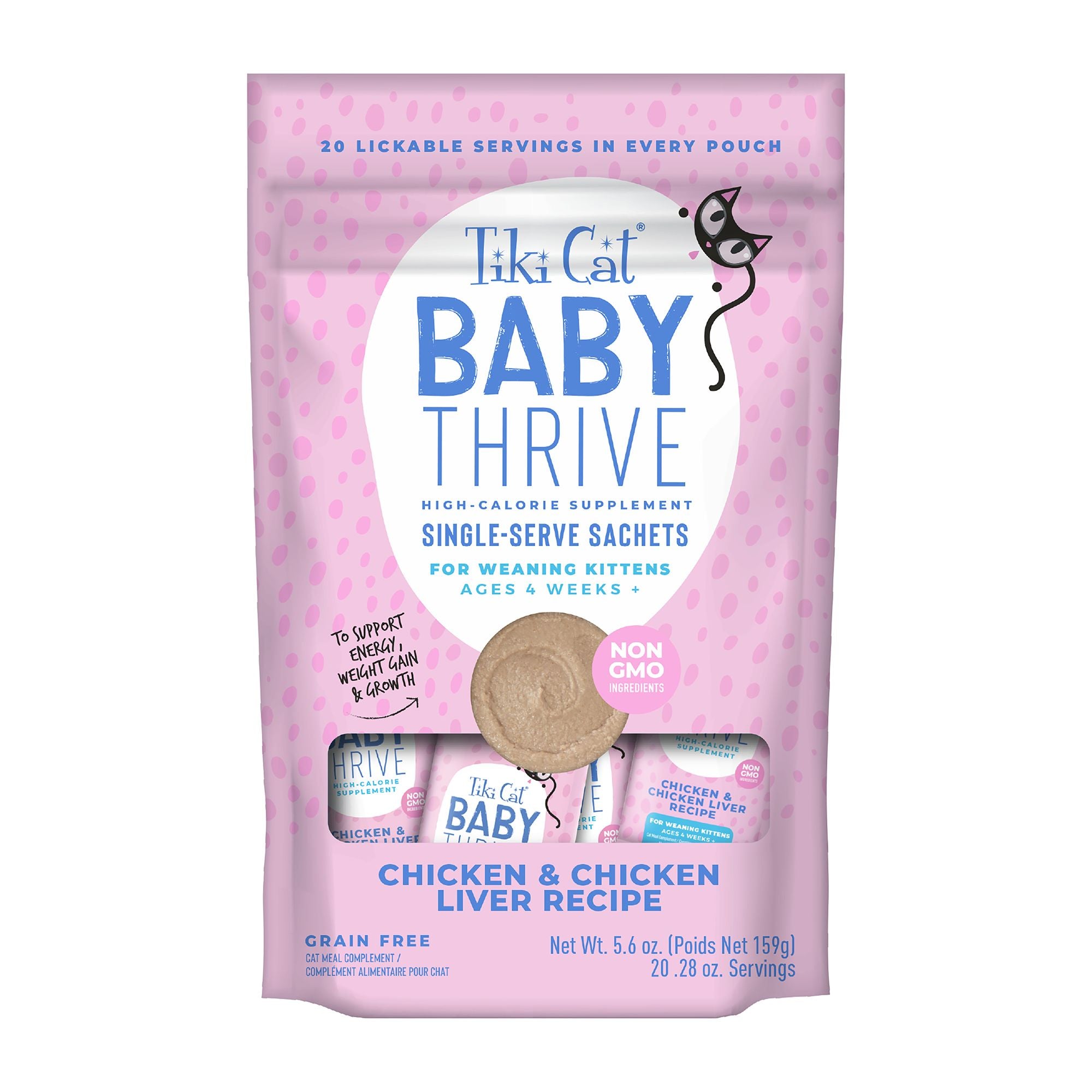 Tiki Cat Baby Thrive Chicken & Chicken Liver Recipe Supplement for Kittens Aged 4 Weeks and Over 5.6 oz