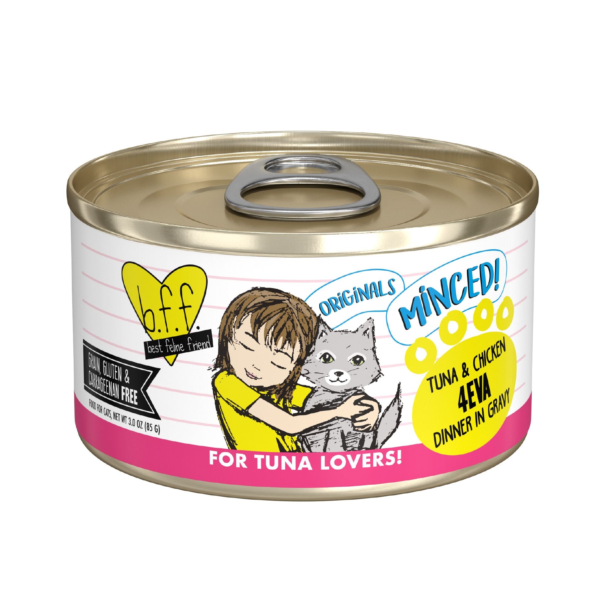 Weruva B.F.F. Originals Minced! For Tuna Lovers Wet Cat Food - Minced in Gravy, 3 OZ