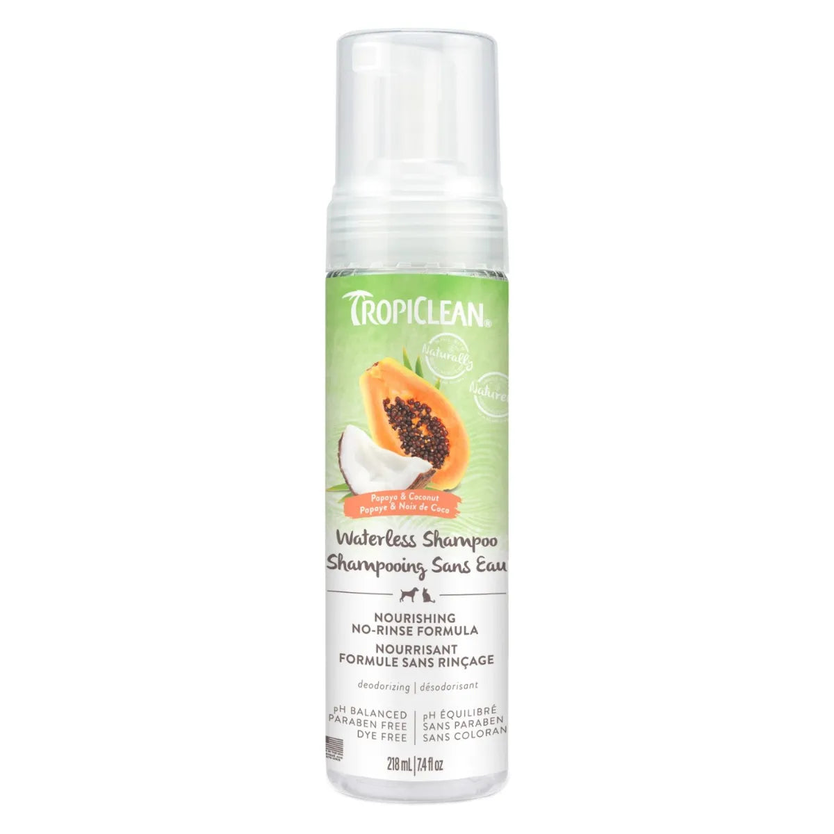 Tropiclean Waterless shampoo papaya & coconut 7.4 oz