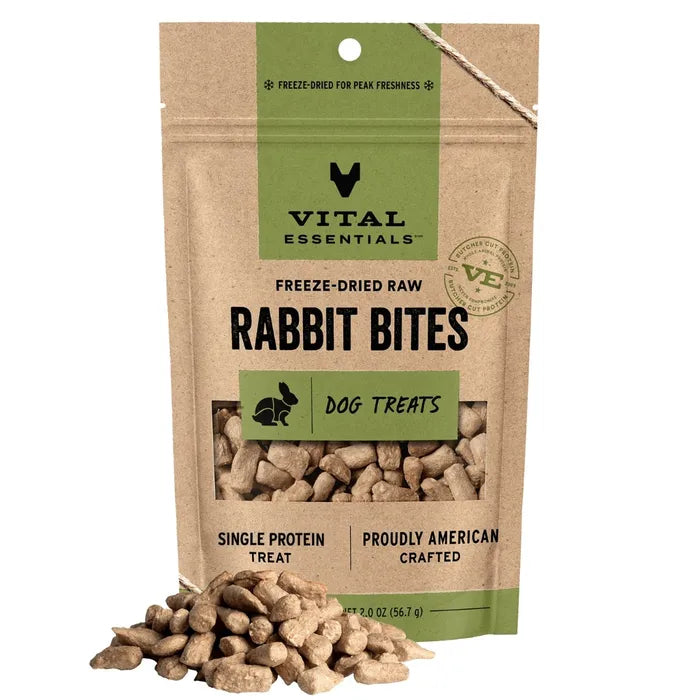 Vital Essentials Freeze-Dried Rabbit Bites Dog Treats 2 oz