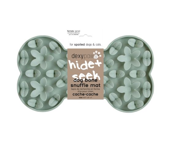 Dexypaws Silicone Snuffle Mat "hide + Seek" Bone, Sage Green