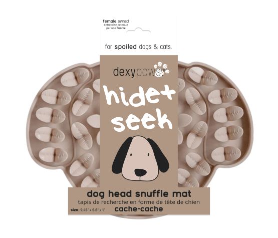 Dexypaws Silicone Snuffle Mat "hide + Seek" Dog Head, Beige