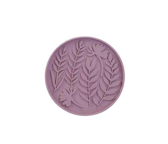 Dexypaws Enrichment Licking Mat, Circle Shape And Leaves Pattern, Blush Pink
