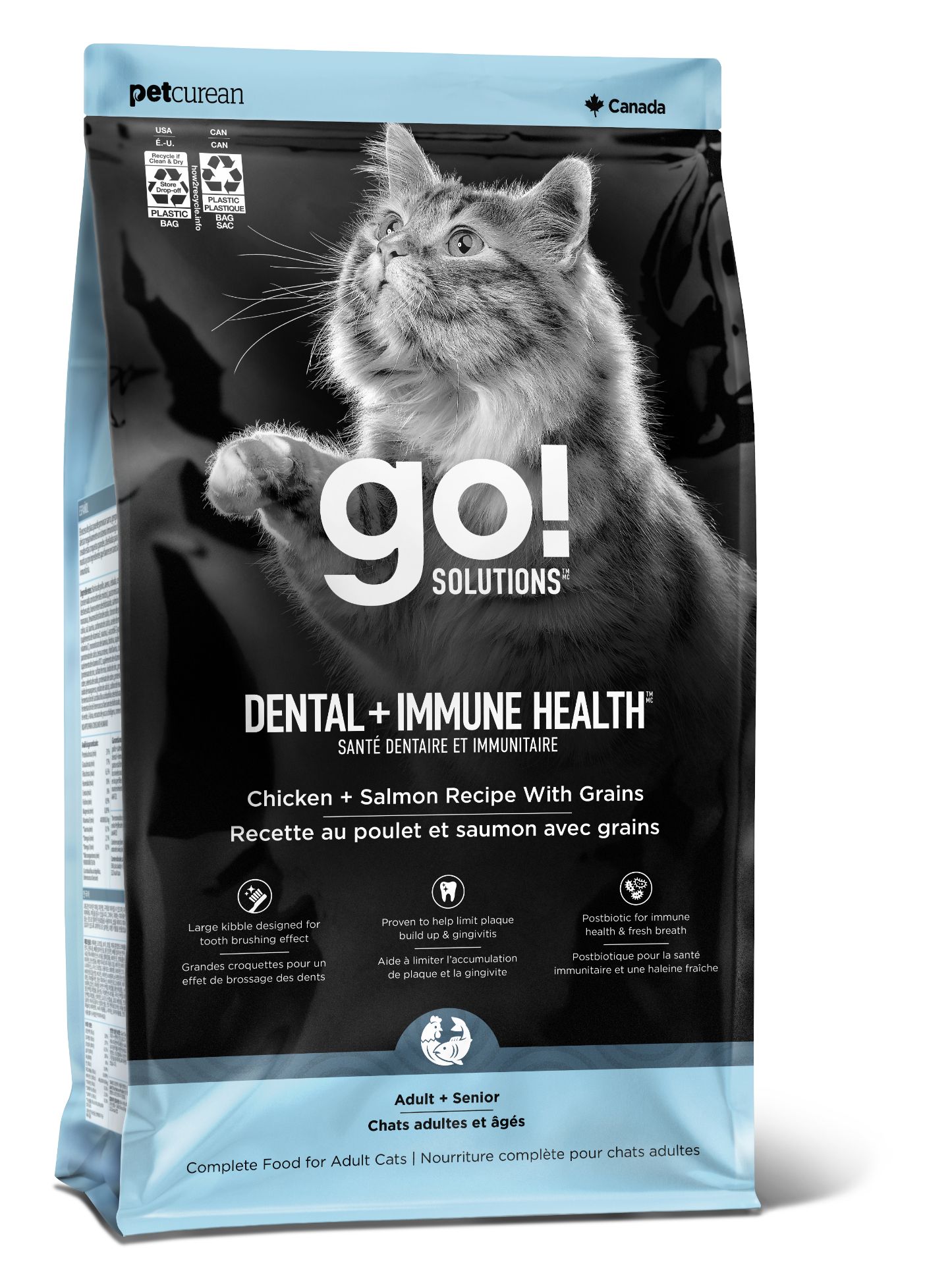 Petcurean Go! Dental + Immune Health Chicken And Salmon Recipe With Grains For Cat 6 Lbs