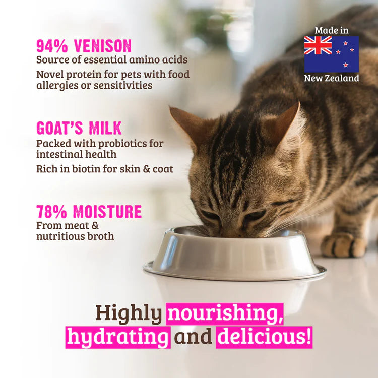 RAWZ 94% Venison Recipe with Goat's Milk Pate Wet Cat Food 6oz