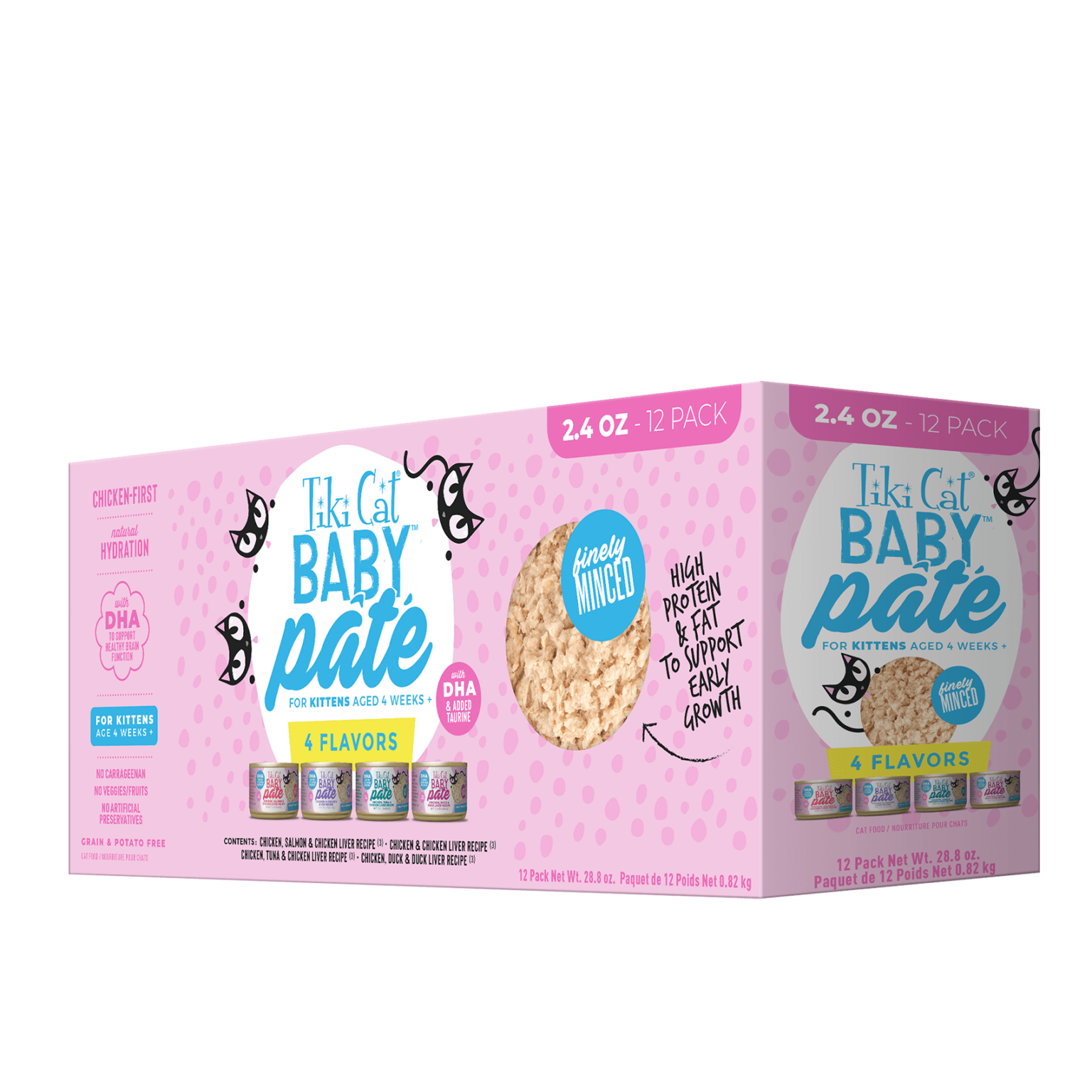 Tiki Cat Baby For Kittens age 8 Weeks + Variety Pack Wet Cat Food 12 x 2.4oz