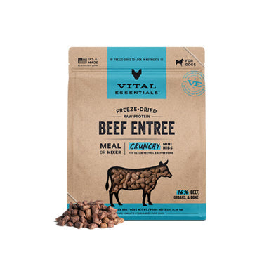 Vital Essentials Freeze-Dried Raw Beef Entree & Mixer Crunchy Mini Nibs Dog Food 3lb