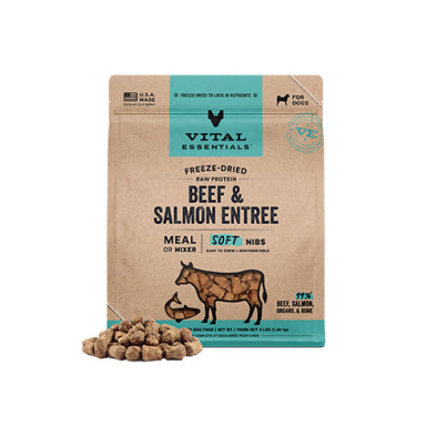 Vital Essentials Freeze-Dried Raw Beef & Salmon Entree & Mixer Soft Nibs Dog Food 3lb