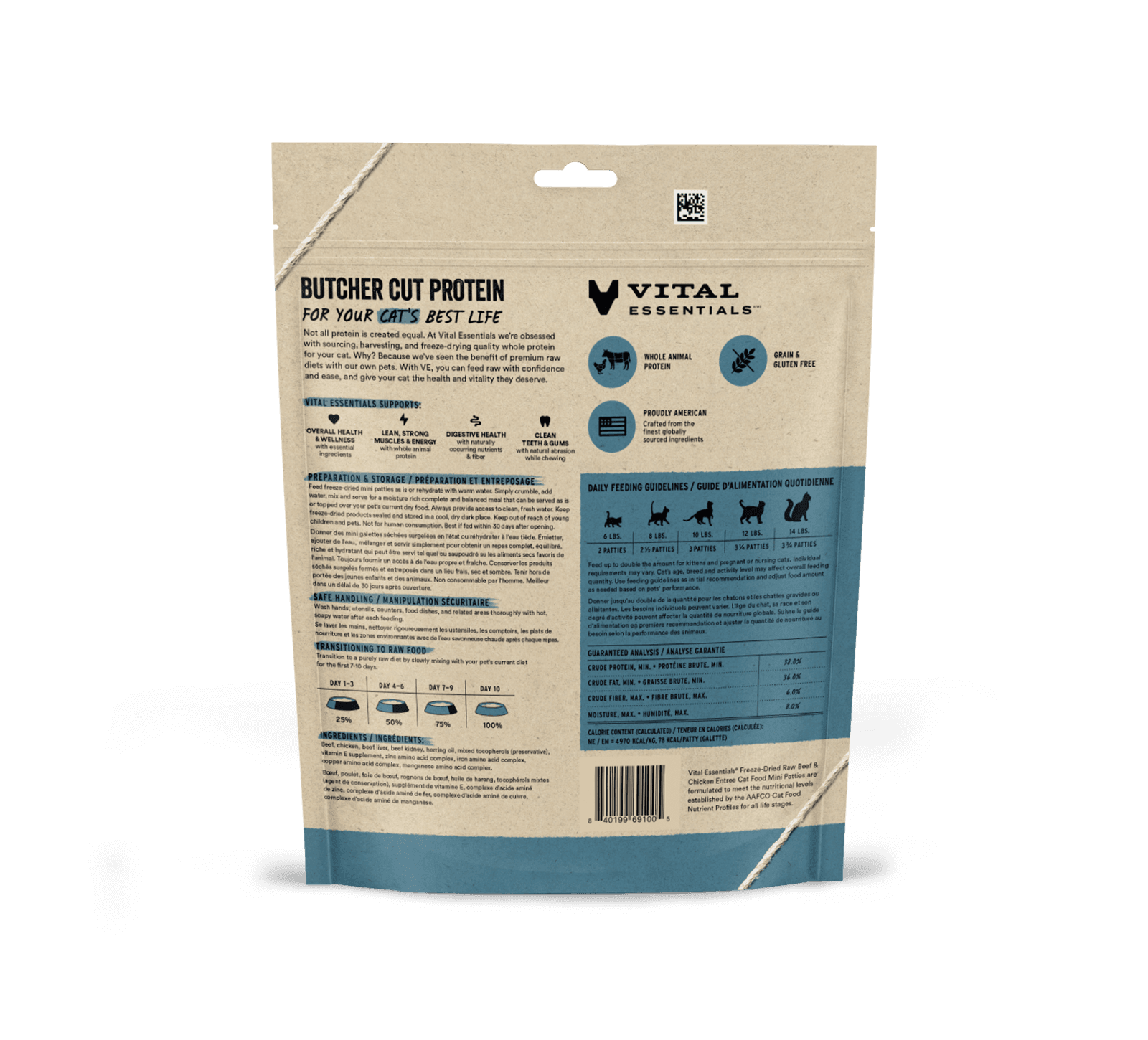 VE Freeze-Dried Raw Beef & Chicken Mini Patties Cat Food 15 oz