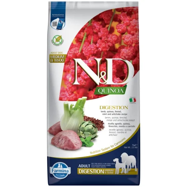 Farmina N&D Quinoa Digestion Medium & Maxi Dog Food - Lamb 2.5 kg / 5.5 lb