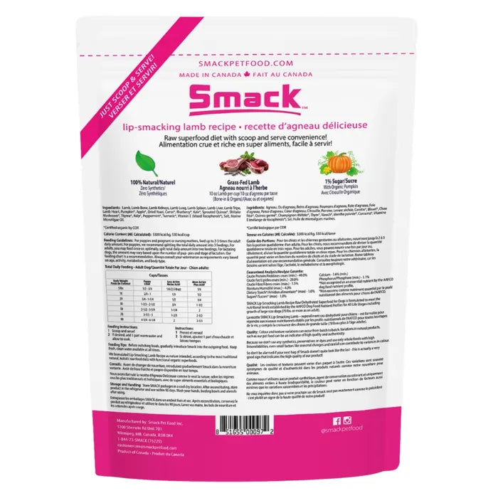 Smack Raw Dehydrated Dog Food - Lip-Smacking Lamb Recipe 1.5 KG