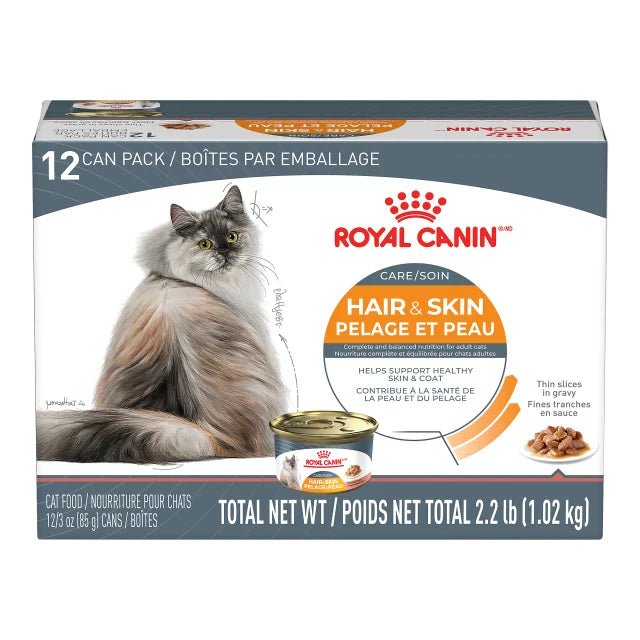 Royal Canin® Feline Care Nutrition™ Hair & Skin Care Thin Slices In Gravy Canned Cat Food - 12 can pack, 3 oz