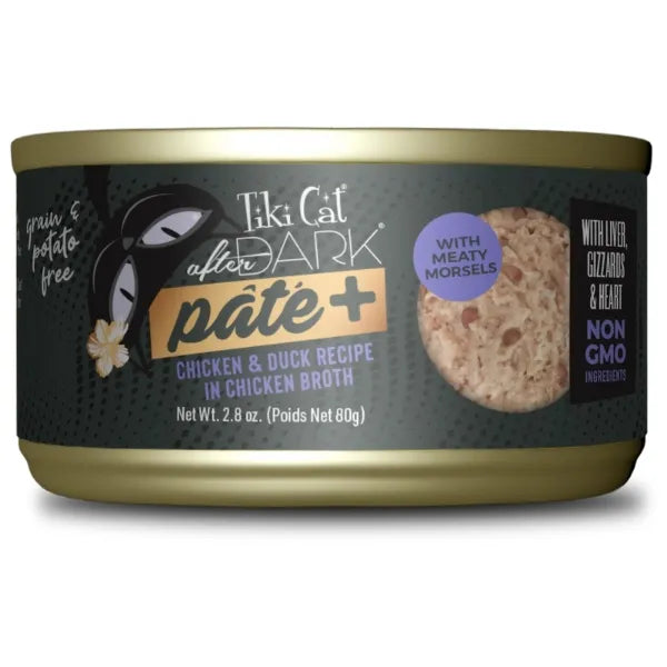 Tiki Cat After Dark Pate Chicken & Duck Recipe in Chicken Broth Wet Cat Food 2.8oz