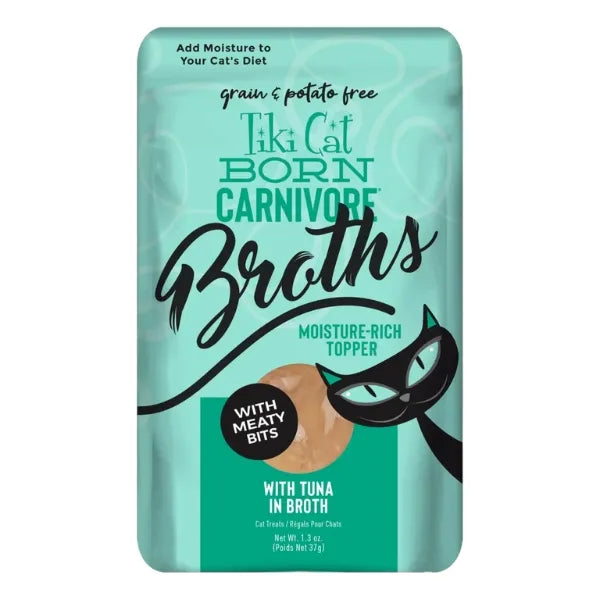 Tiki Cat Born Carnivore Broths with Tuna in Broth Wet Cat Food Topper 1.3 oz