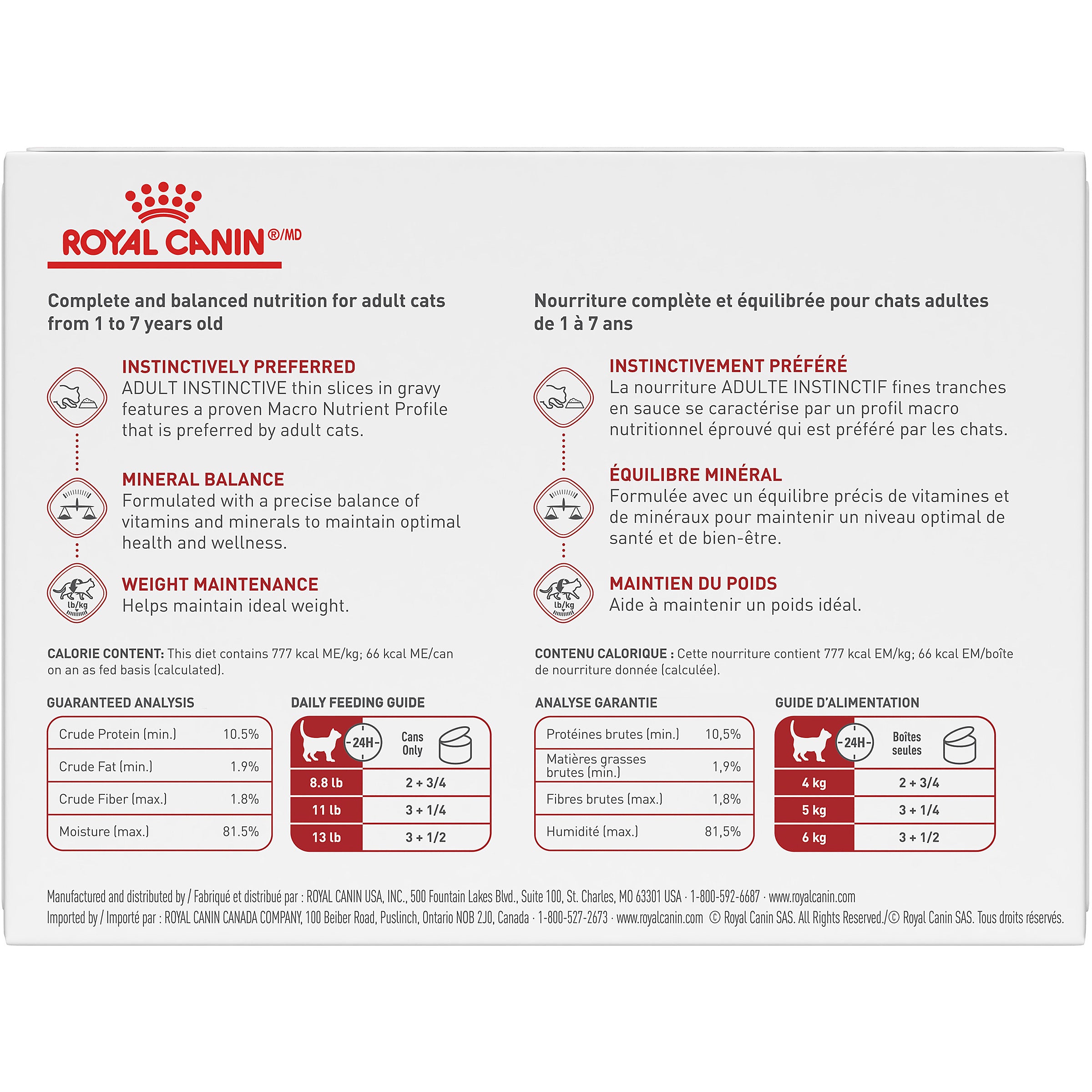 Royal Canin® Feline Health Nutrition™ Adult Instinctive Thin Slices In Gravy Canned Cat Food - 12 can pack, 3 oz