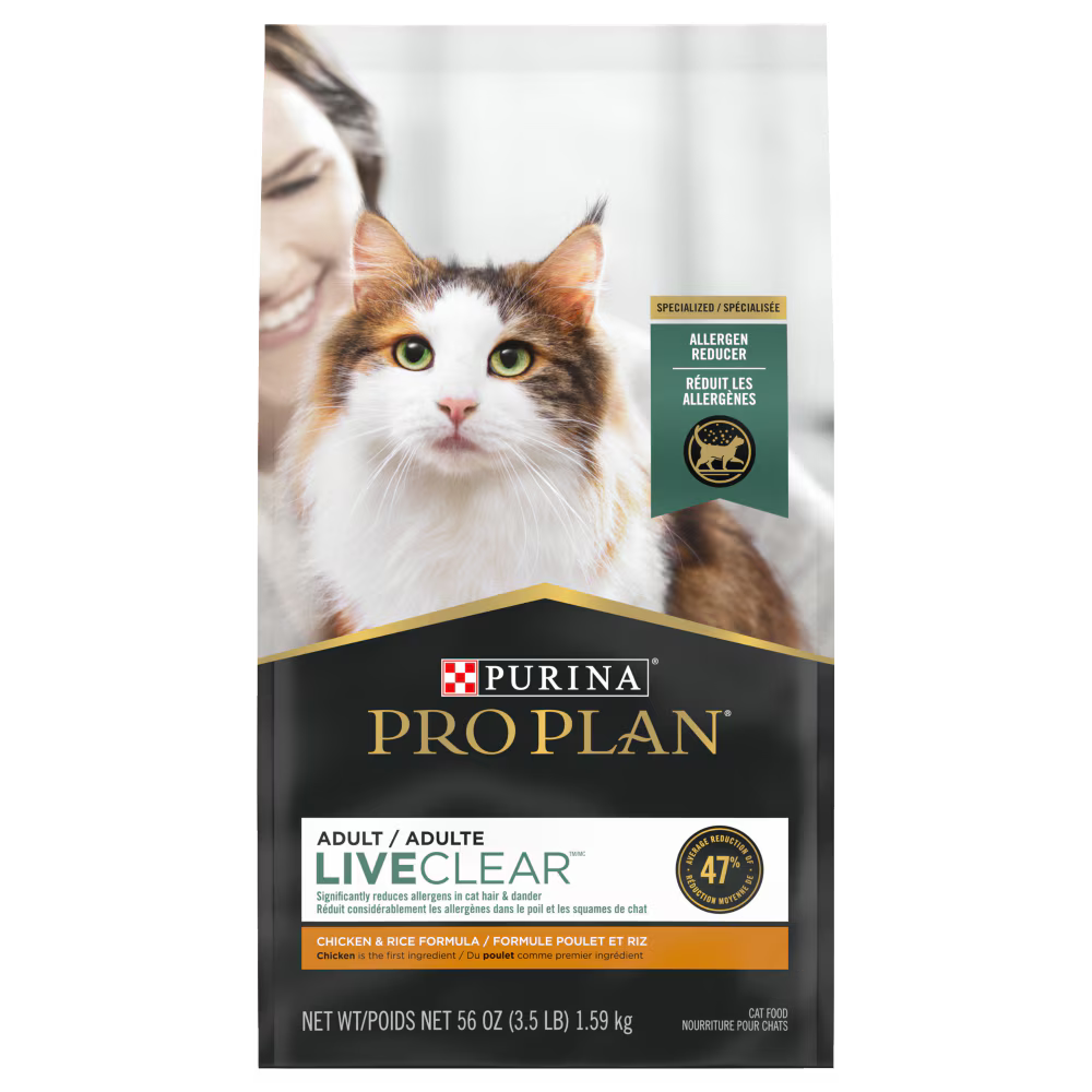 Pro Plan LiveClear Allergen Reducing Chicken & Rice Formula Dry Cat Food 3.18 kg (7 lb)
