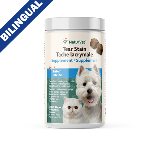 NaturVet Tear Stain Supplement Plus Lutein (60ct) Soft Chew for Dogs & Cats