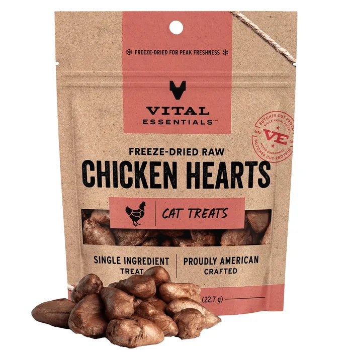 Vital Essentials Freeze-Dried Chicken Hearts Cat Treats 0.8 oz