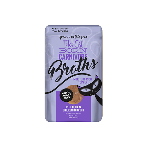 Tiki Cat Born Carnivore Broths with Duck & Chicken in Broth Wet Cat Food Topper 1.3 oz
