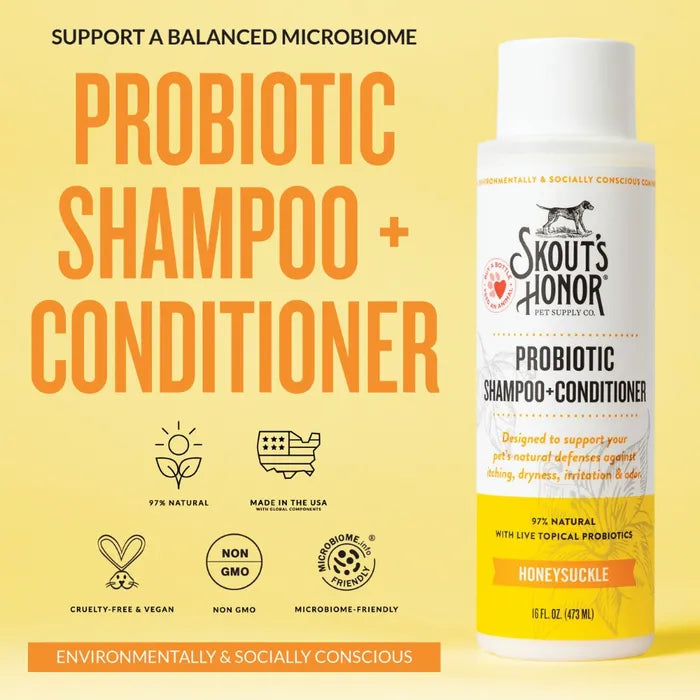 Skout's Honor Probiotic Honeysuckle Cat Shampoo & Conditioner, 16 oz