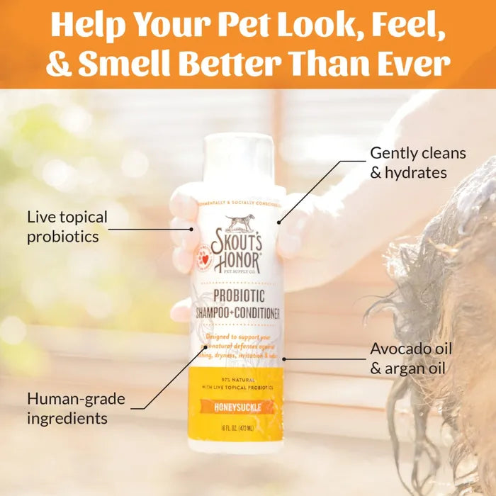 Skout's Honor Probiotic Honeysuckle Cat Shampoo & Conditioner, 16 oz