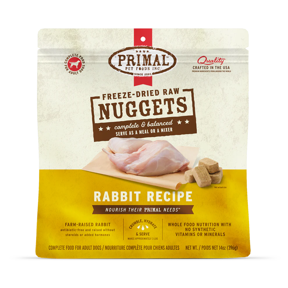 Prima Freeze-Dried Raw Nuggets Rabbit Recipe Dog Food 14oz