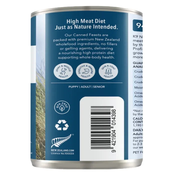 K9 Natural Canned Dog Food - Beef Feast 13 oz