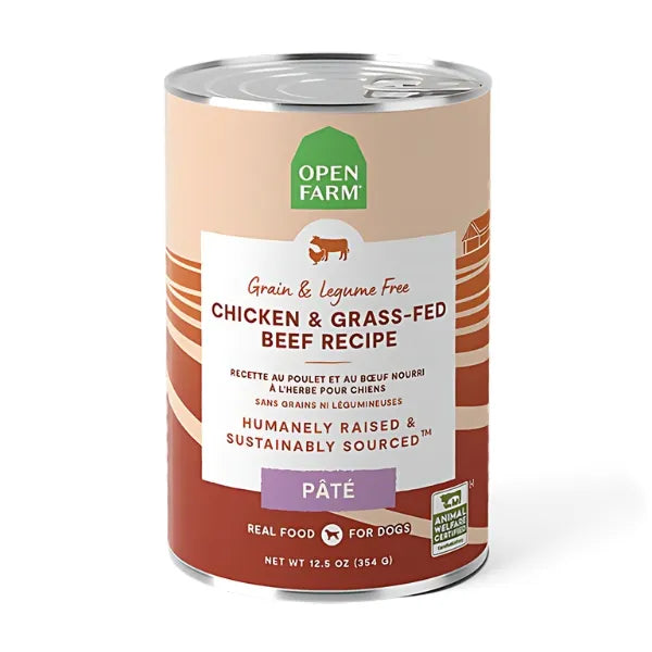 Open Farm Chicken & Grass-Fed Beef Pates Wet Dog Food 12.5oz