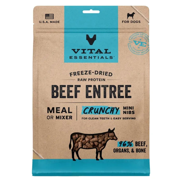 Vital Essentials Freeze-Dried Raw Beef Entree Dog Food Nibs 14 oz