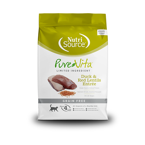 NutriSource PureVit Limited Ingredient Duck & Red Lentils Entree Grain Free Dry Cat Food 12lb