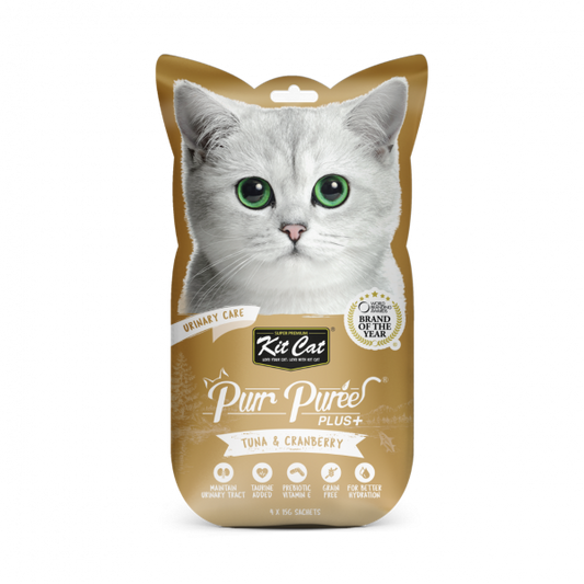 Kit Cat Purr Purees PLUS+ Urinary Care with Tuna & Cranberry Cat Treat 4 x 15gm