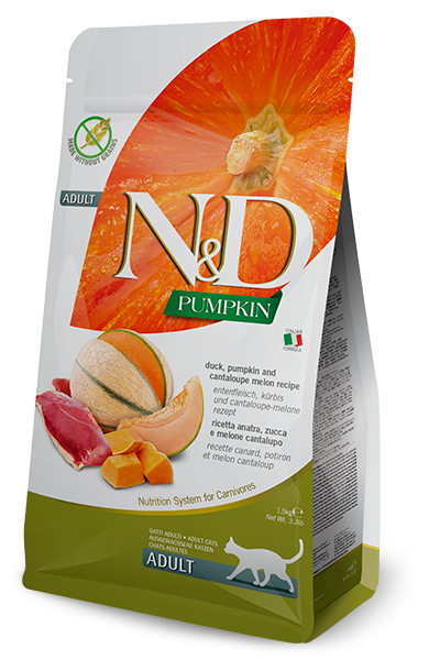 Farmina Natural & Delicious Pumpkin Feline Adult Cat Food Formula - Duck and Cantaloupe 5 kg / 11 lb