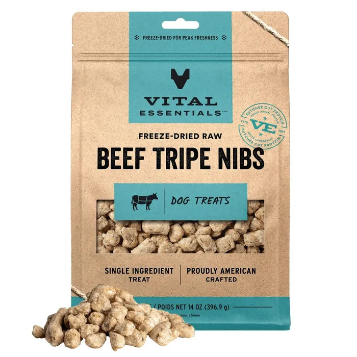 Vital Essentials Freeze-Dried Beef Tripe Nibs Dog Treats 14 oz