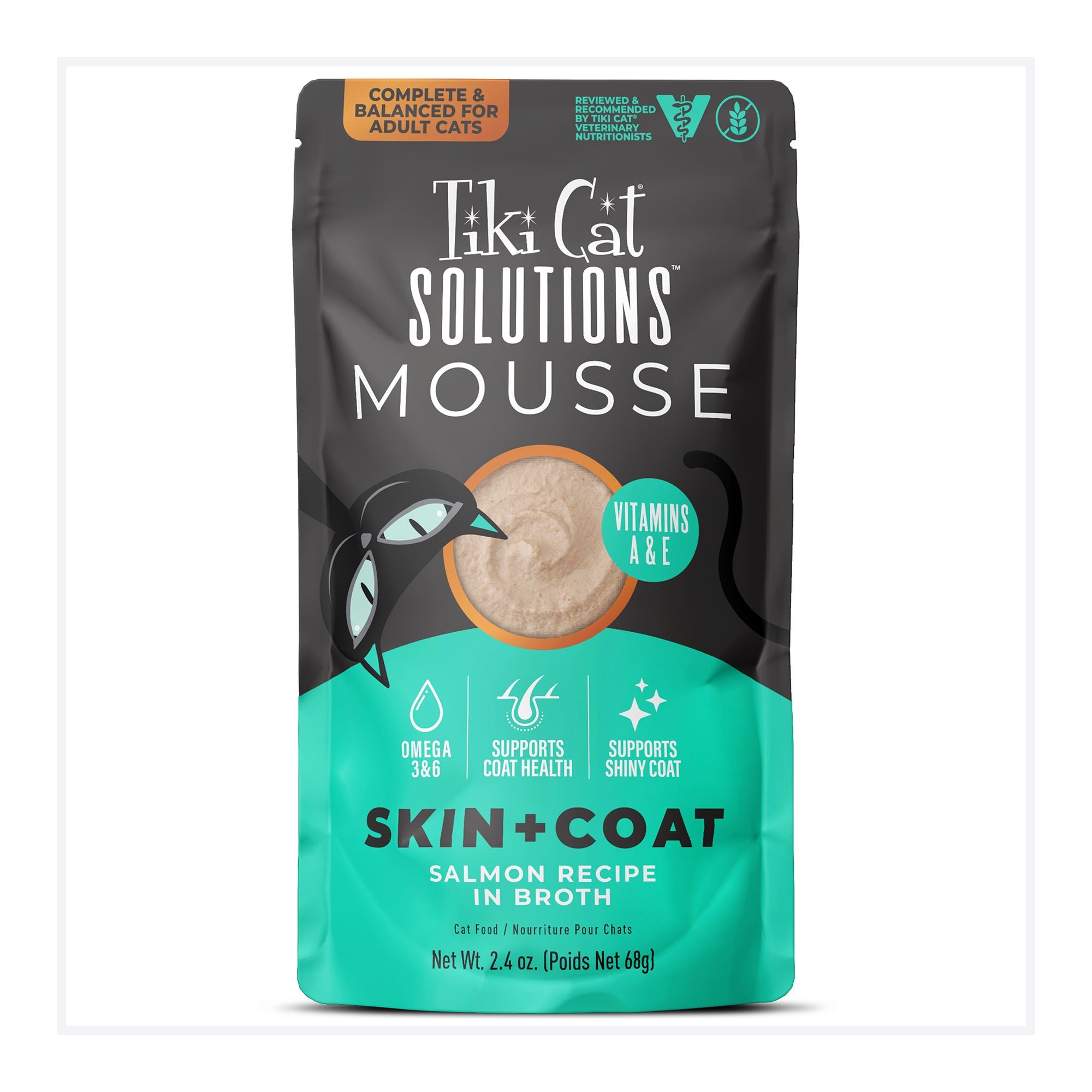 Tiki Cat Special Mousse Skin & Coat Salmon Recipe in Broth Wet Cat Food 2.4 oz