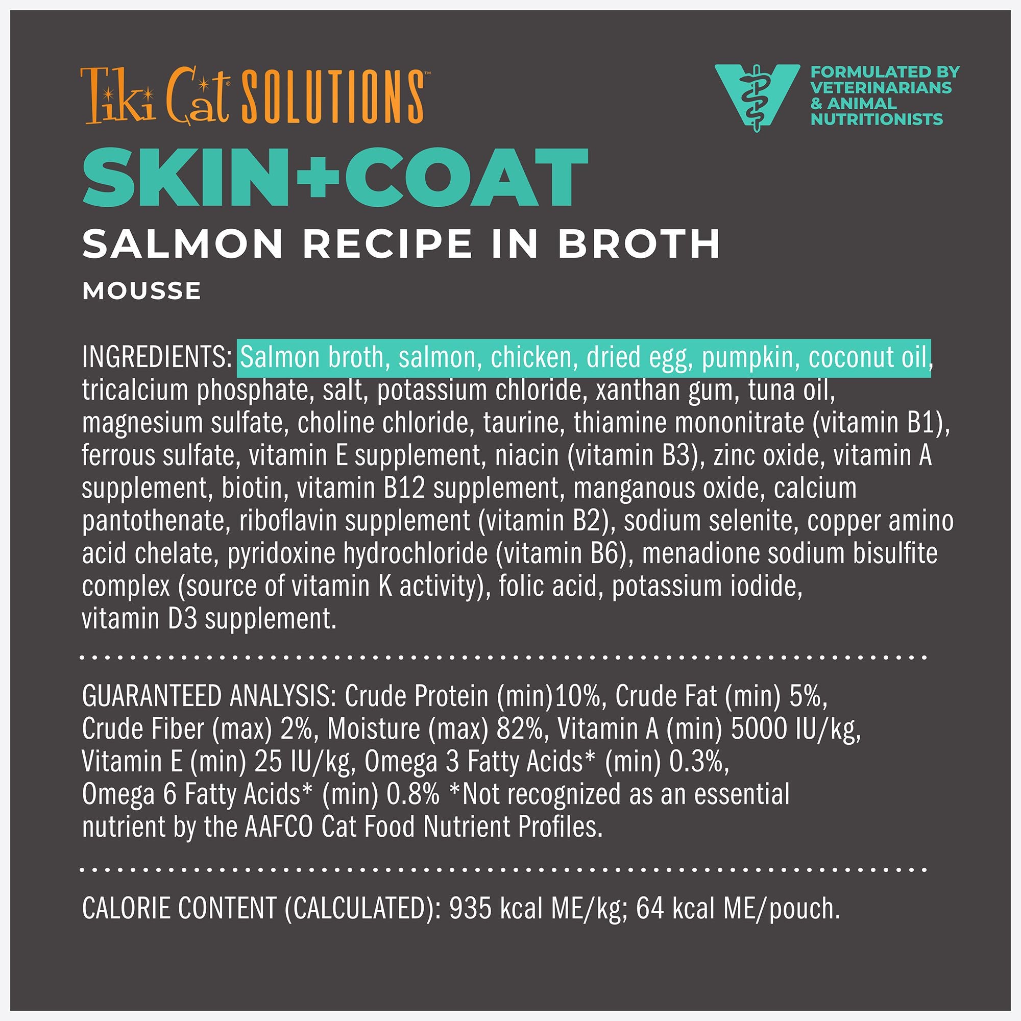 Tiki Cat Special Mousse Skin & Coat Salmon Recipe in Broth Wet Cat Food 2.4 oz