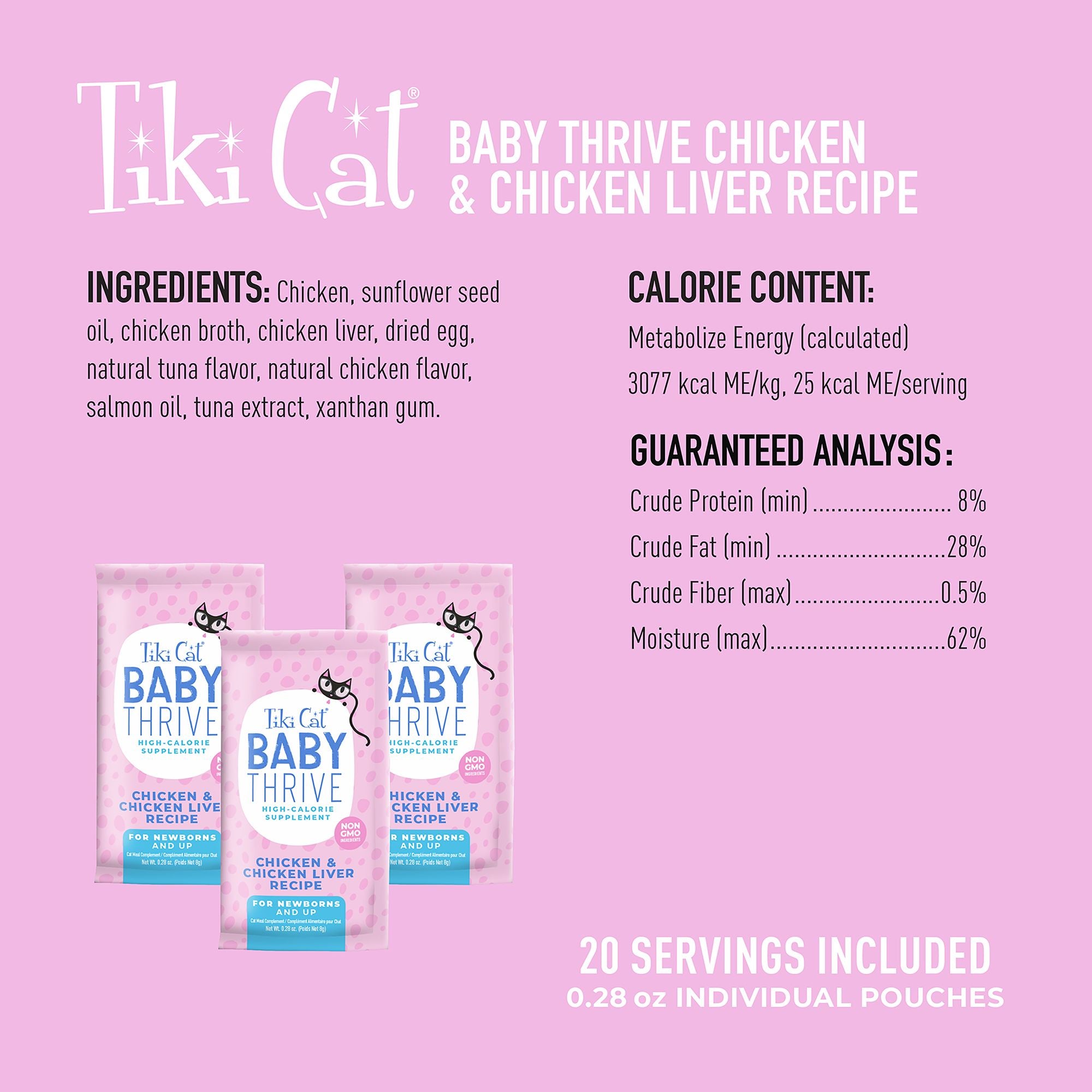 Tiki Cat  Baby Thrive Chicken & Chicken Liver Recipe Supplement for Kittens Aged 4 Weeks and Over 5.6 oz