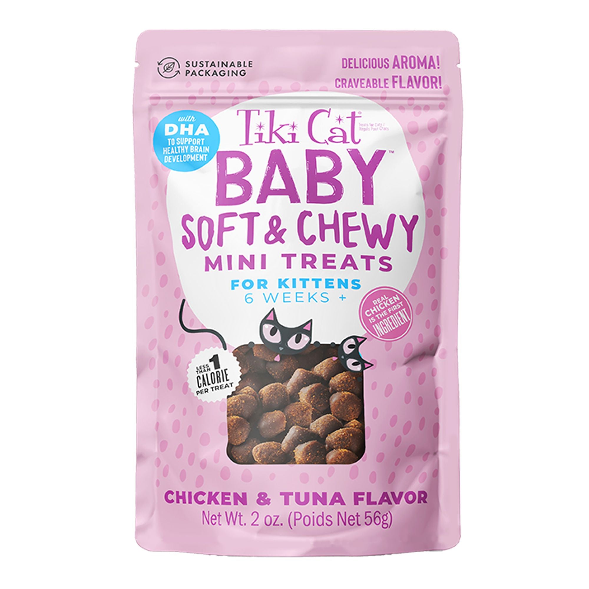 Tiki Cat Baby Soft & Chewy Mini Treats Chicken Flavor for Kittens 6 Weeks and Over 2oz