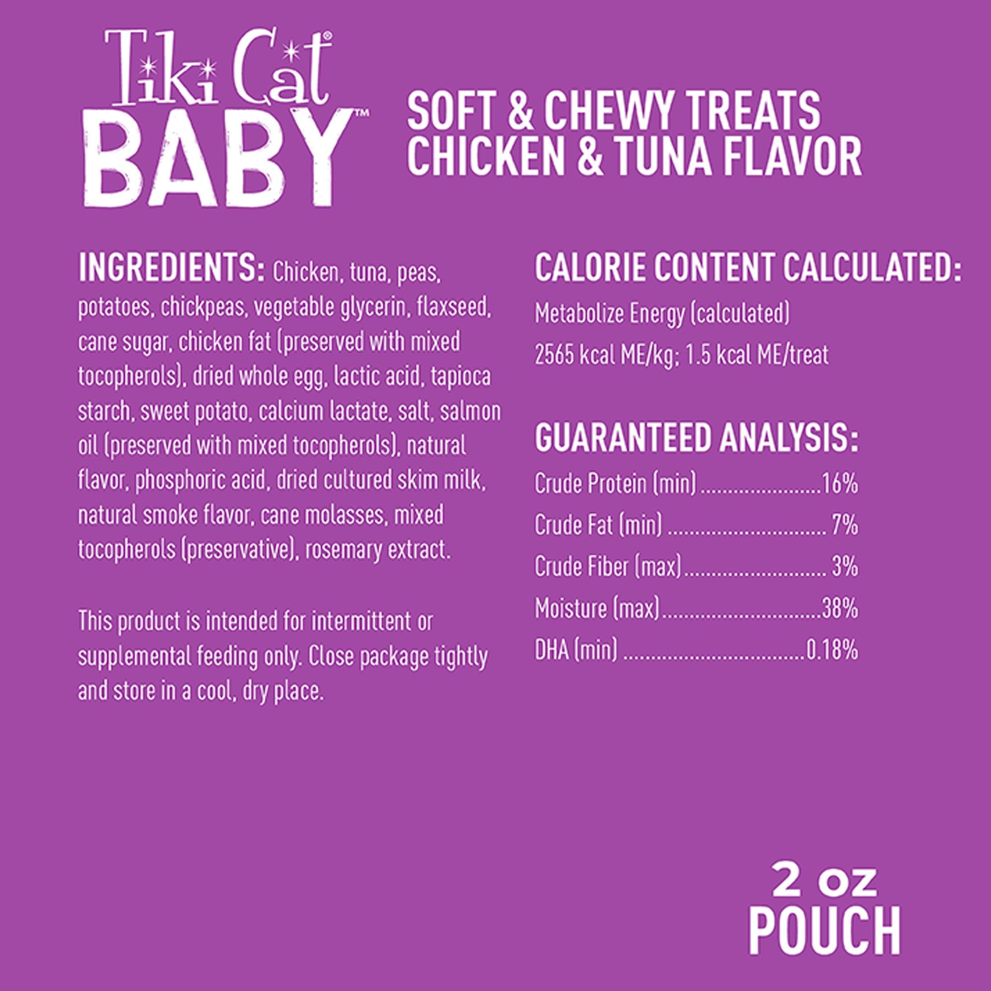 Tiki Cat Baby Soft & Chewy Mini Treats Chicken Flavor for Kittens 6 Weeks and Over 2oz