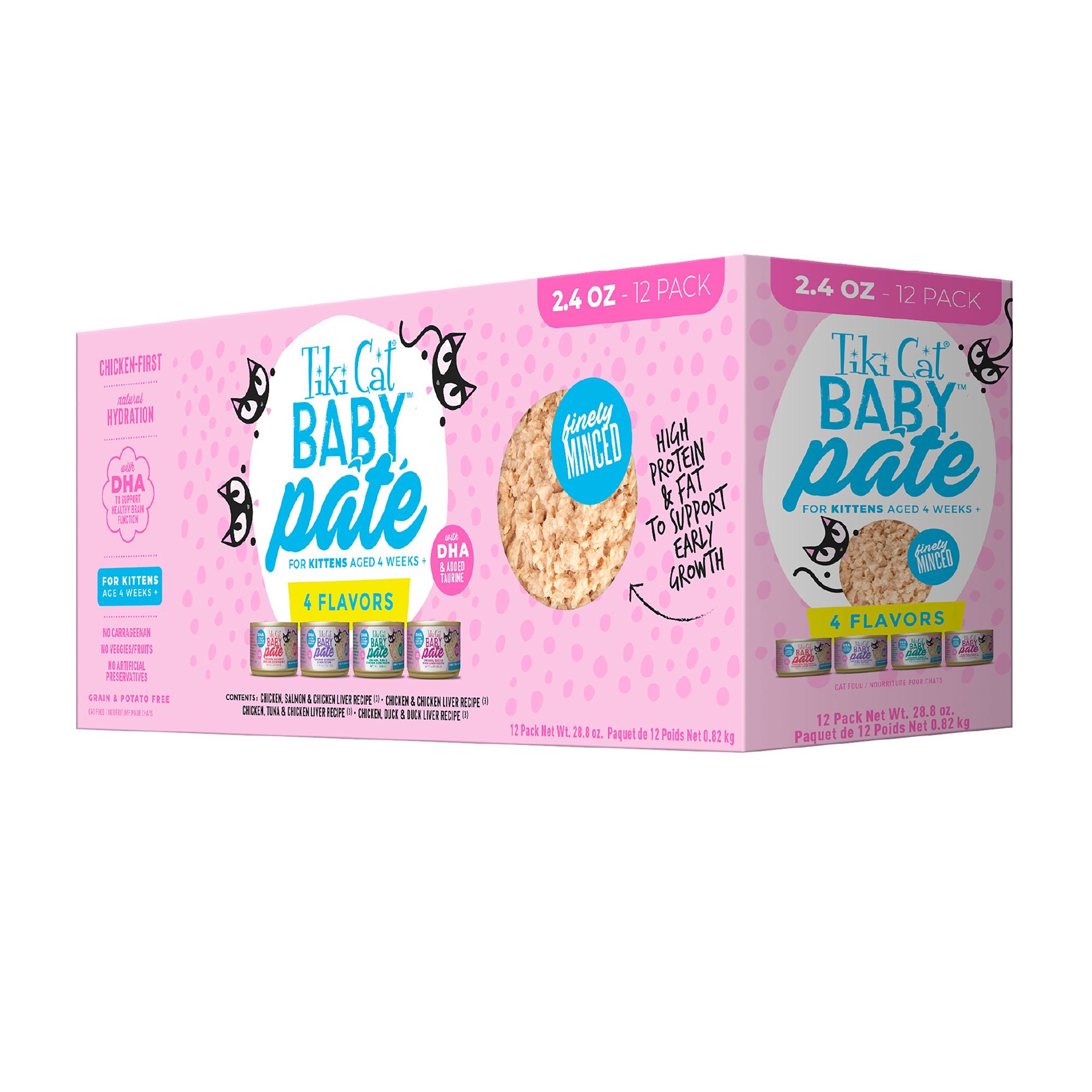 Tiki Cat Baby Pate Variety Pack Wet Kitten Food 12 x 2.4oz