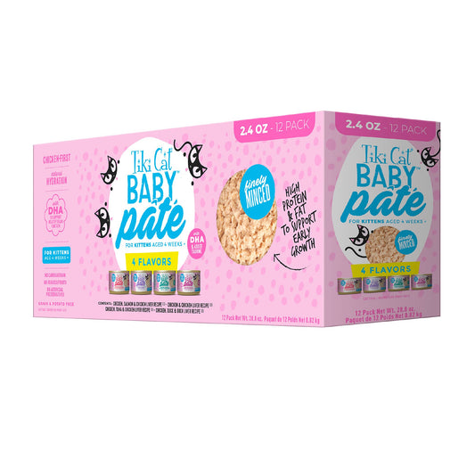 Tiki Cat Baby Pate Variety Pack Wet Kitten Food 12 x 2.4oz