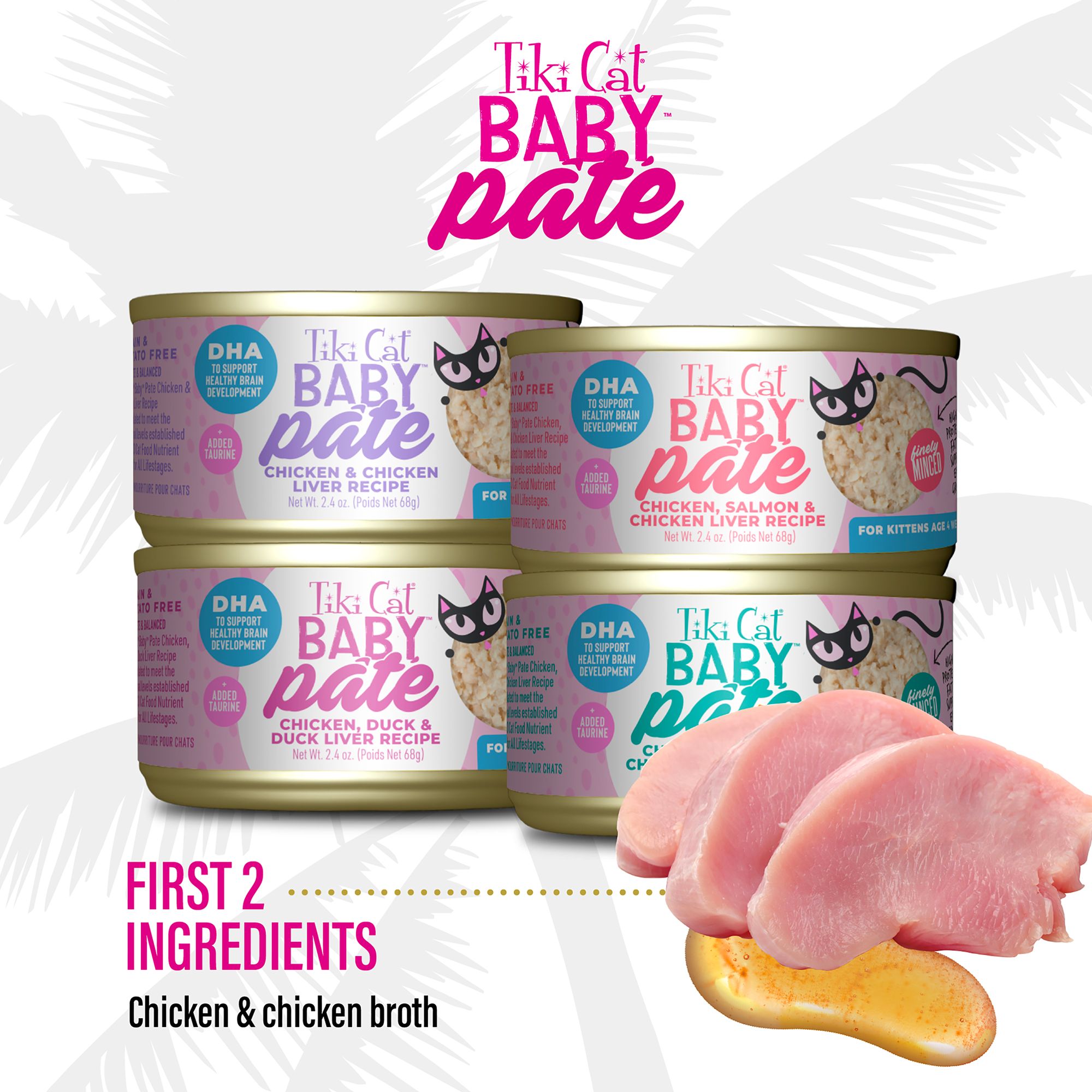 Tiki Cat Baby Pate Variety Pack Wet Kitten Food 12 x 2.4oz