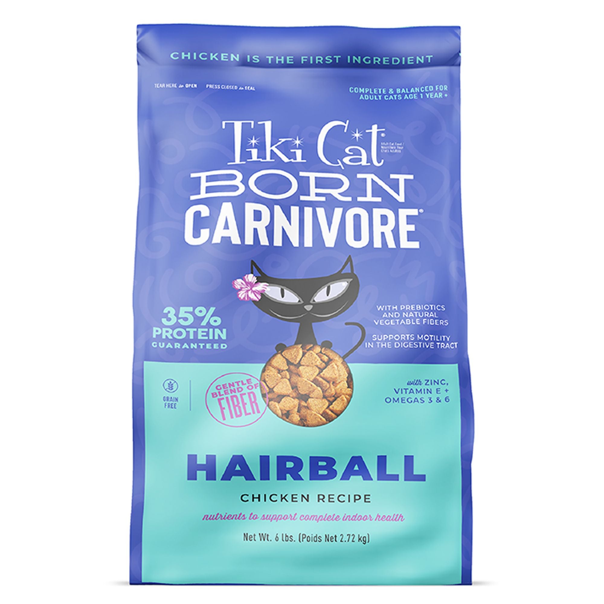 Tiki Cat Born Carnivore Hairball Chicken Recipe Dry Cat Food 6lb